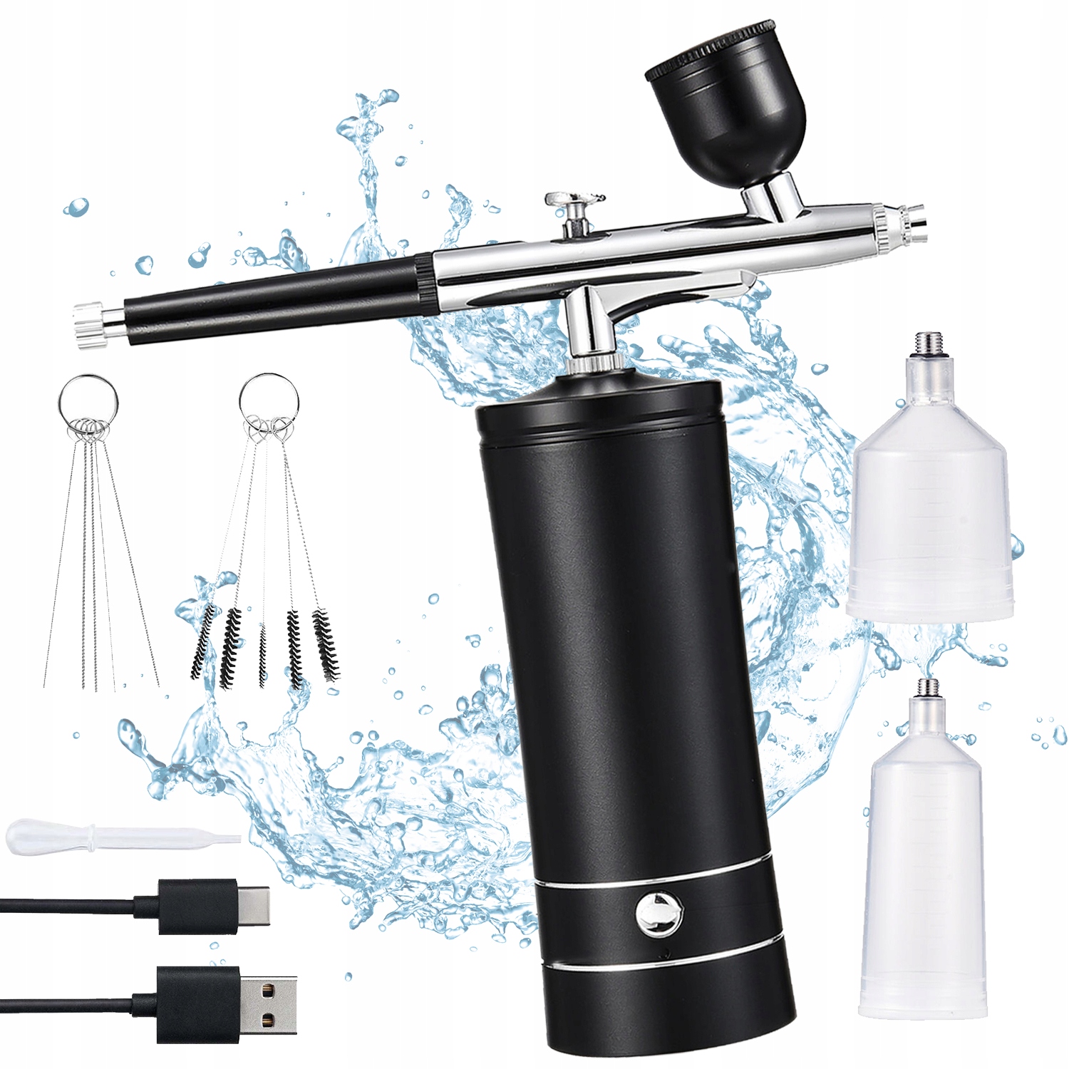 Elektrická Stříkací Pistole Aerograf Kompres Bezdrátový Set 0.3 MM