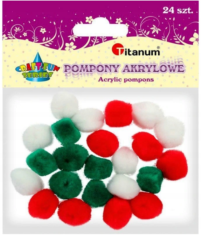 Pompony Akrylowe MIX Kolorów 24SZT. Titanum