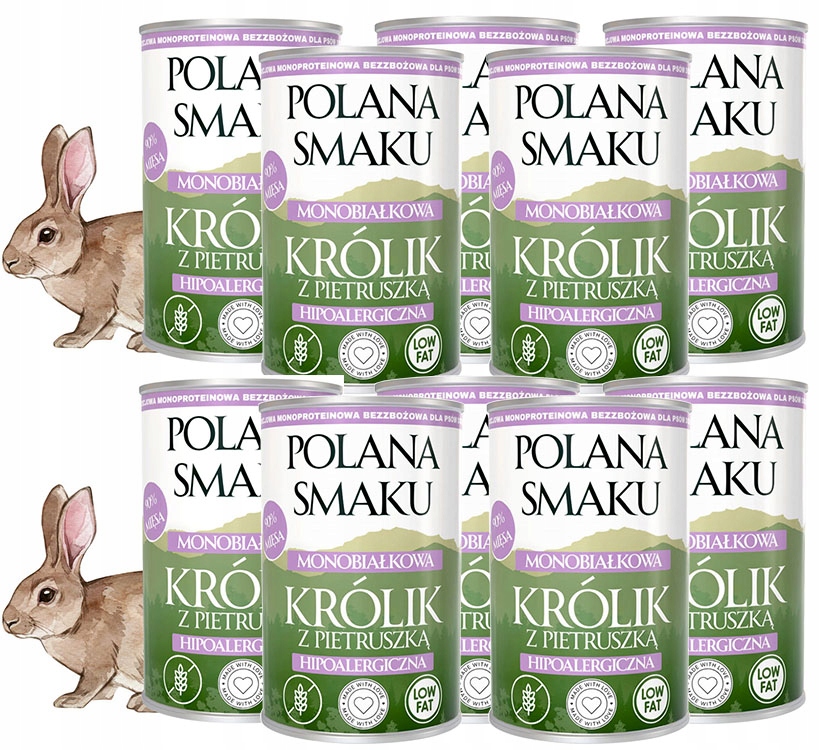 Polana Smaku Karma dla psa Królik z pietruszką 400g Mono X10