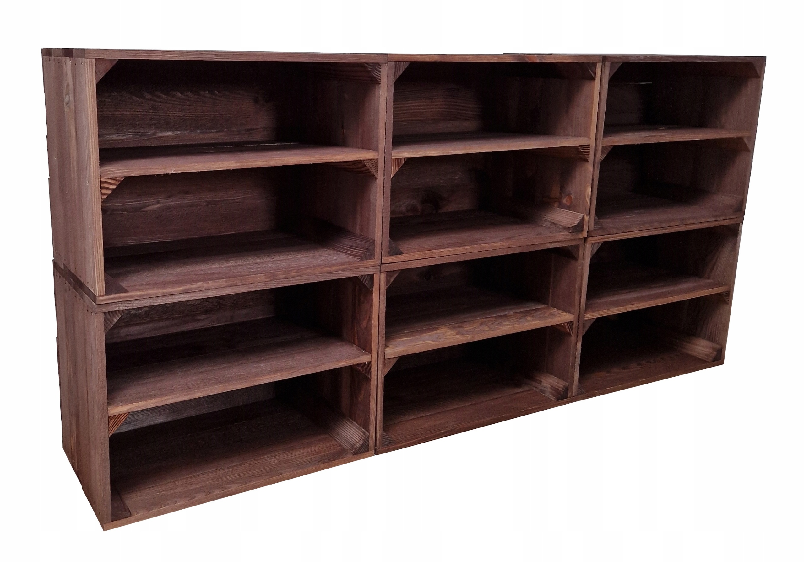 6 x Drevené Bronzové Krabice S Dlhou Poličkou V Rozmere 39x29x24CM