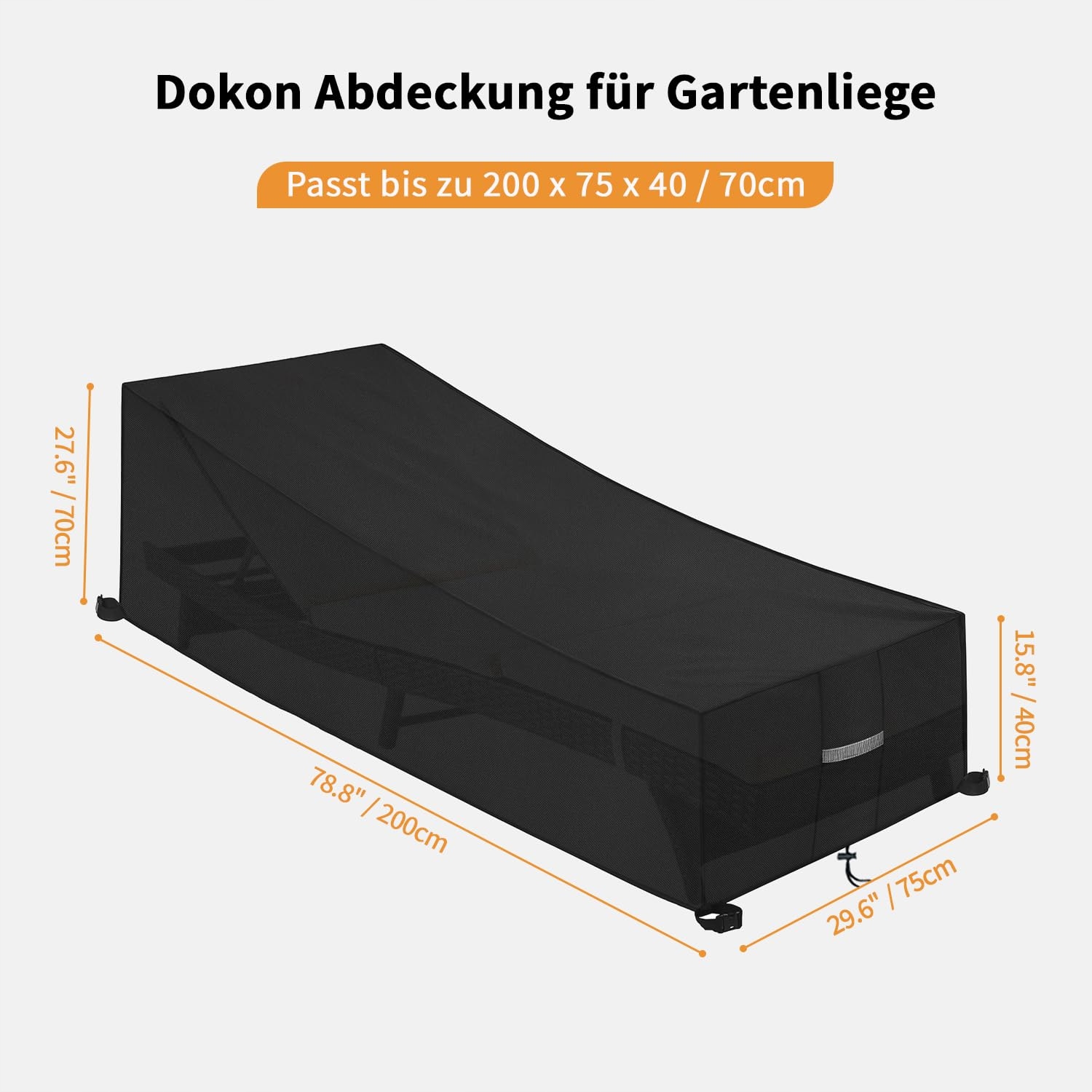 DOKON Pokrowiec Na Leżak Wodoodporny Odporny Na Wiatr UV 200x75x40/70cm — miniatura 2
