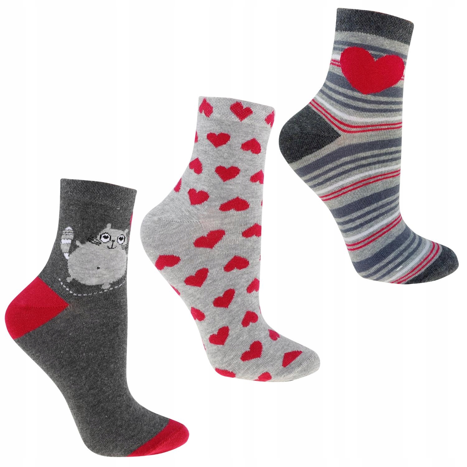 

Skarpety damskie 3-PARY Socks serca i kotek 35-38