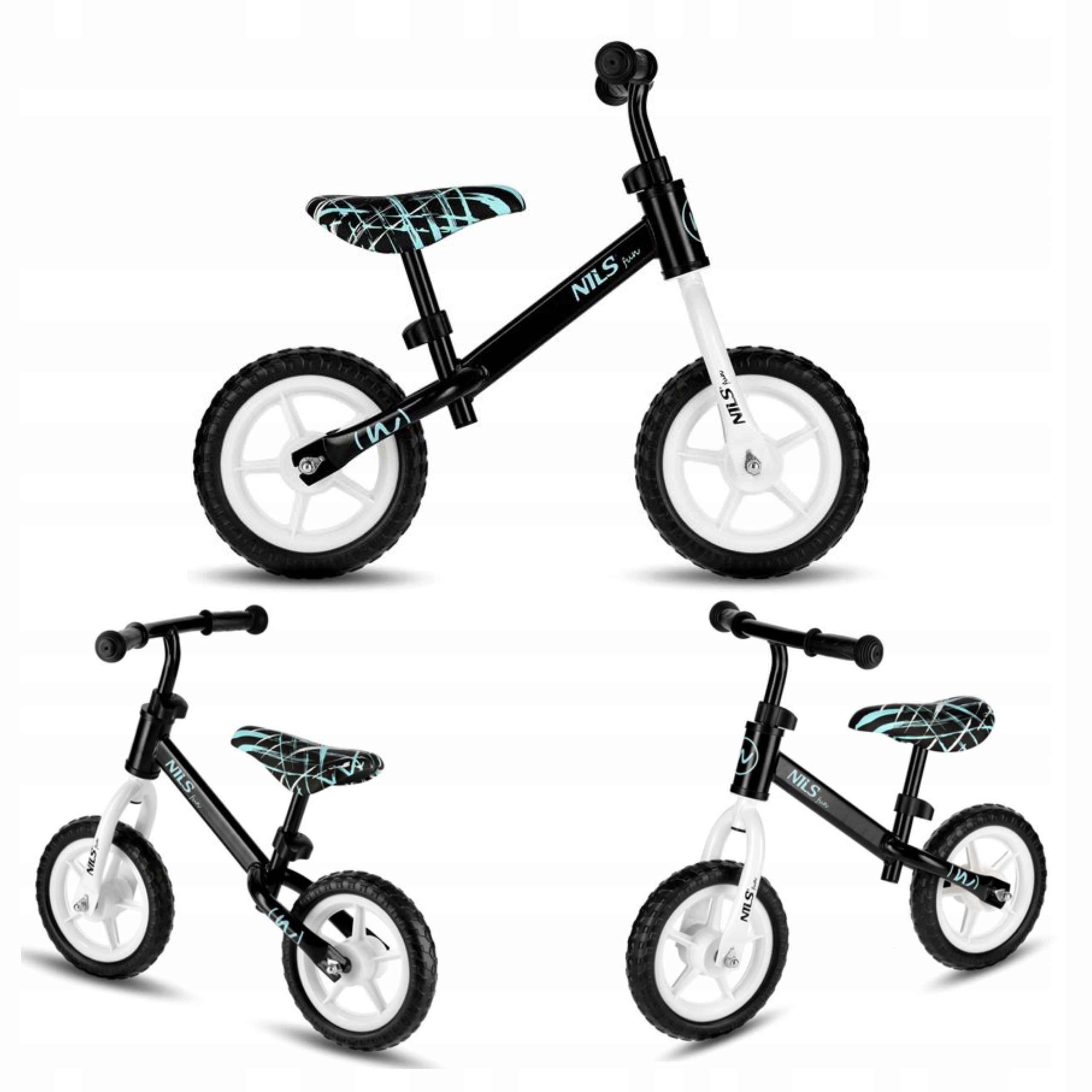 Solidny Rowerek biegowy dwukołowy dla dzieci Nils Fun RB134 czarny