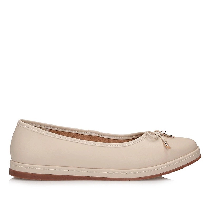 Baleriny damskie Filippo DP6856/26 Be beżowe półbuty wsuwane z kokardką