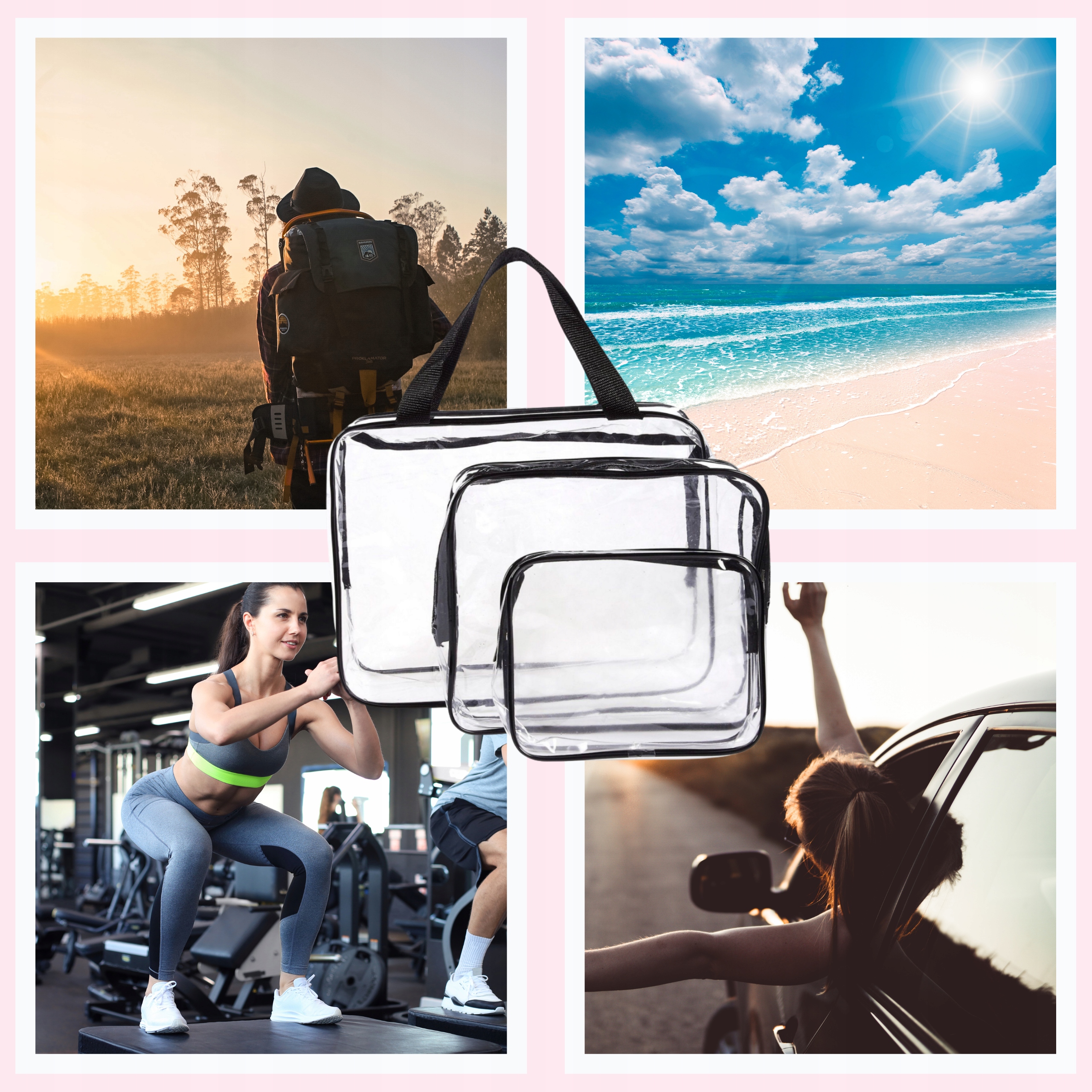 KOSMETYCZKA PRZEZROCZYSTA ZESTAW 3w1 DO SAMOLOTU Model KOSMETYCZKA PRZEZROCZYSTA ZESTAW 3w1 DO SAMOLOTU