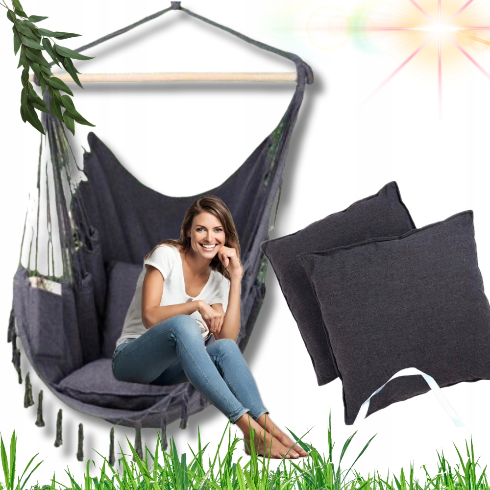 Sada Závěsného Křesla Brazilské Křeslo Boho Hnízdo Houpačka Houpací Síť!