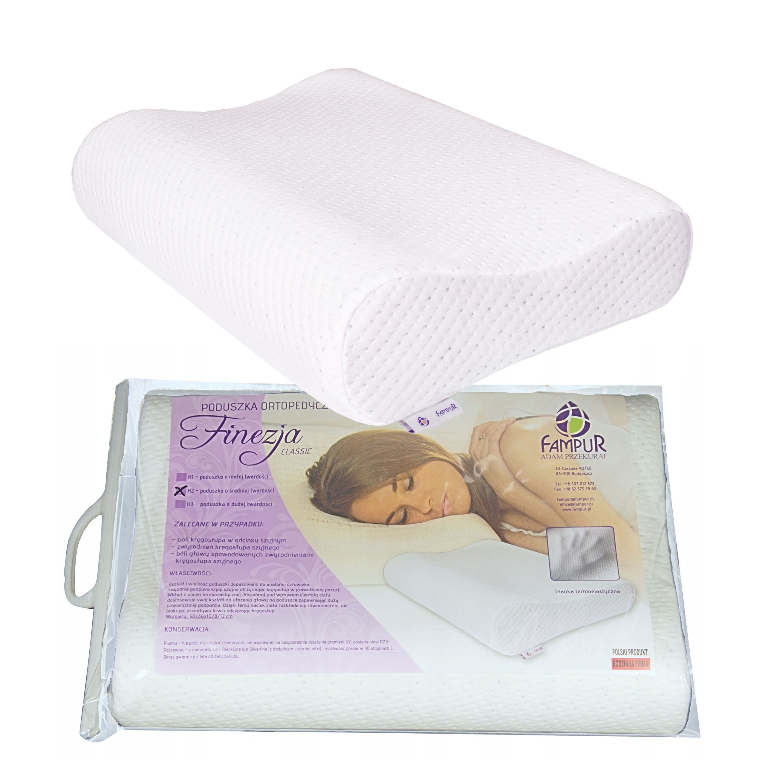 Poduszka Ortopedyczna Profilowana Fampur Finezja Classic Pianka Memory