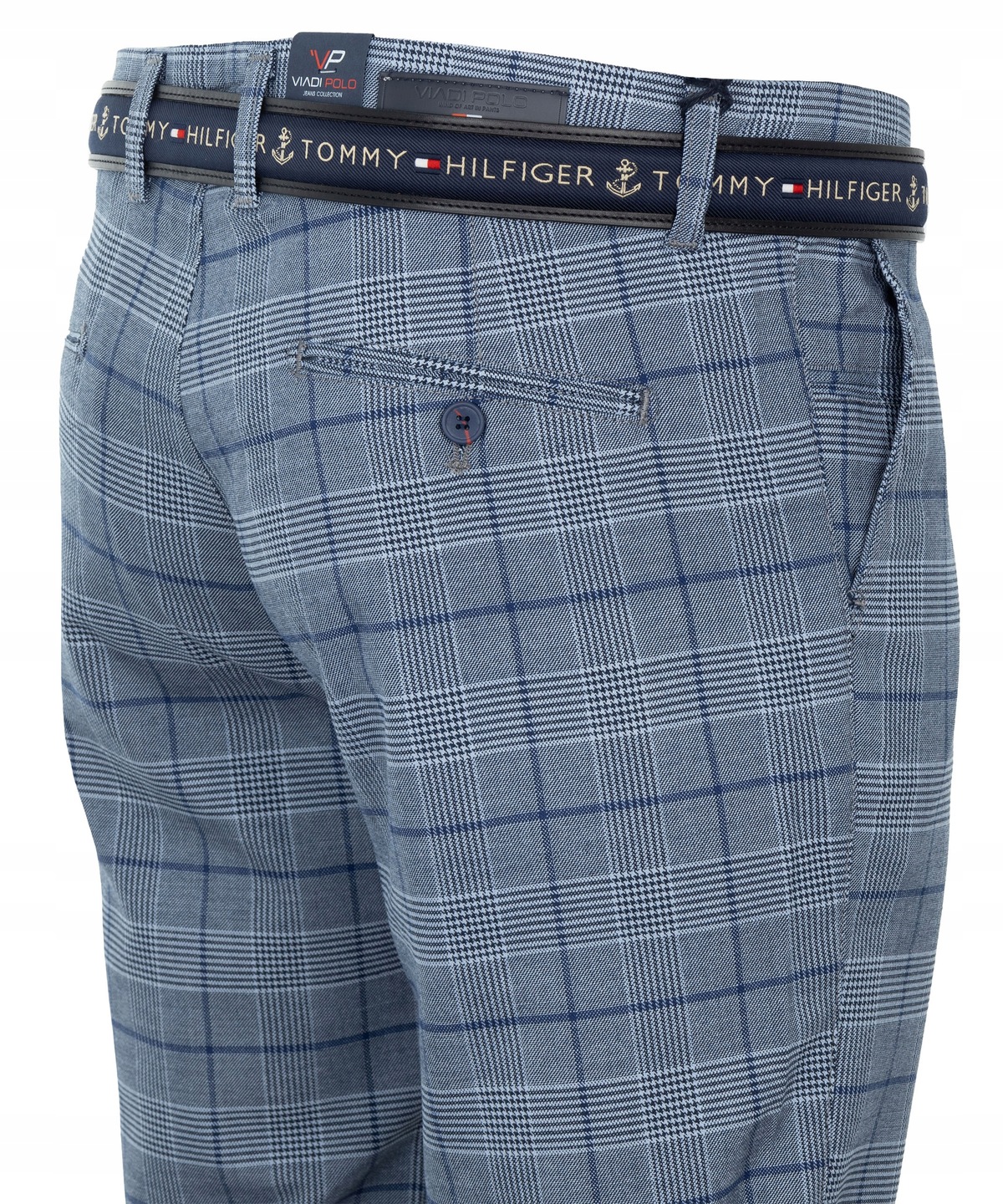 Modré Kostkované Látkové Kalhoty W35