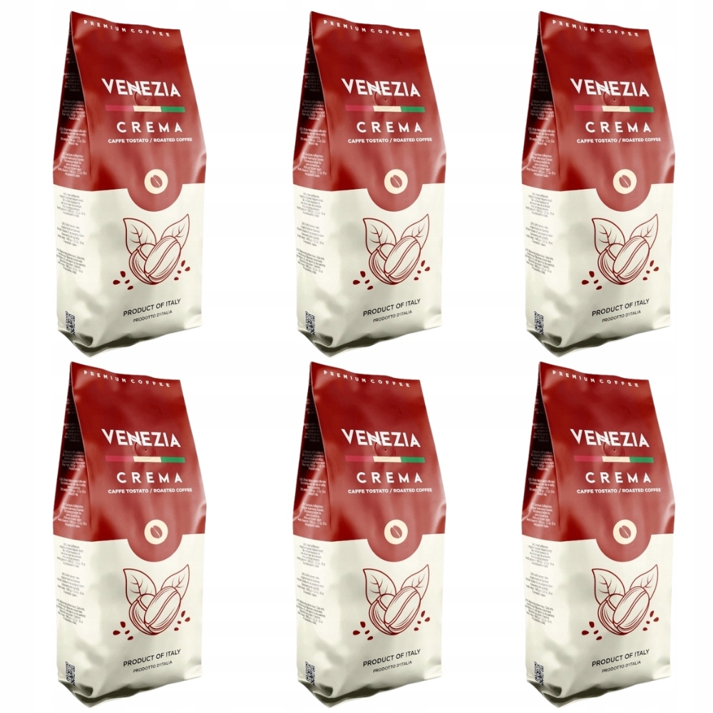 Levně Káva zrnková Venezia Crema 1 kg x 6 sada káv 6 kg klasická italská káva