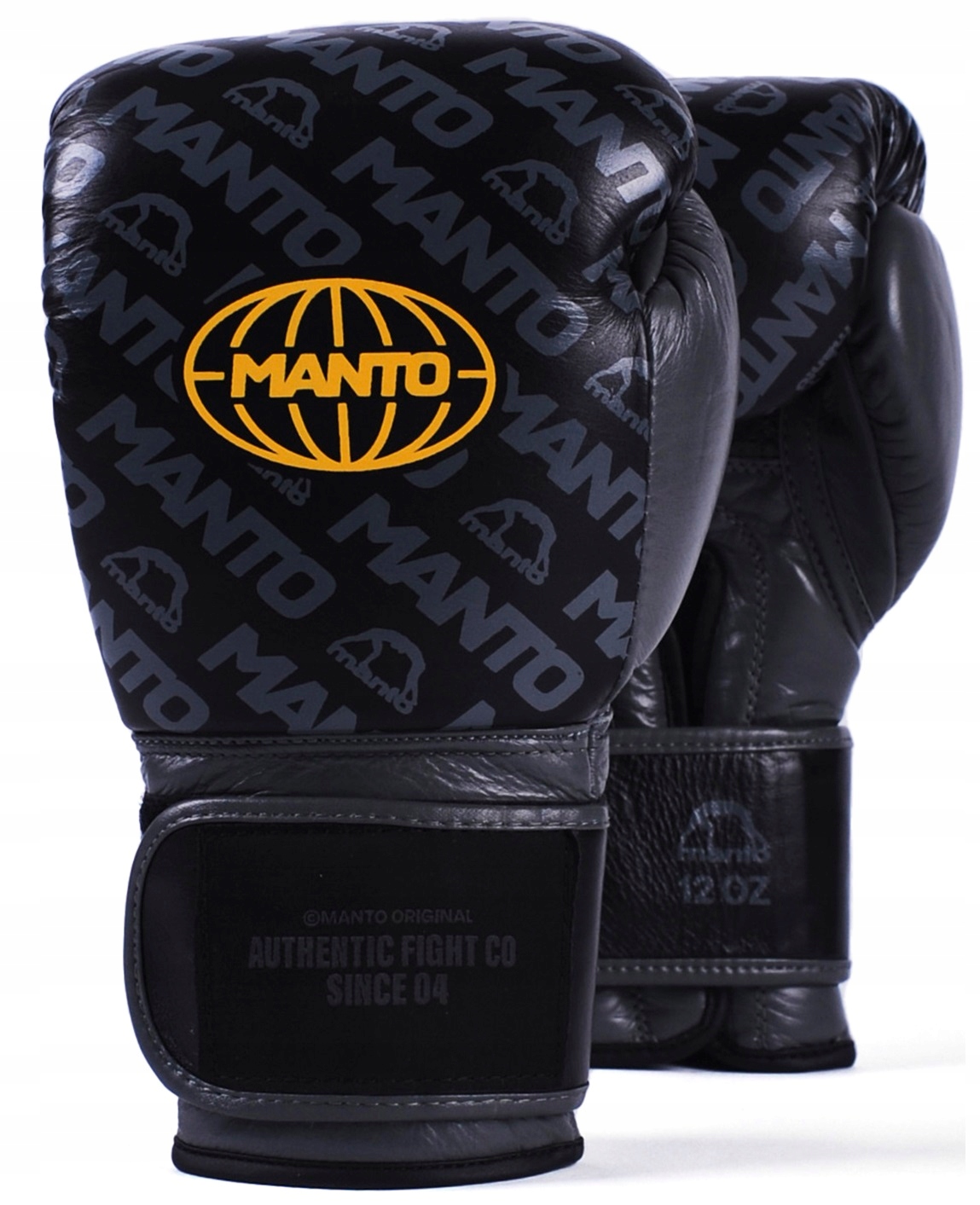 Manto Rękawice Bokserskie skóra naturalna Ace czarne 12oz
