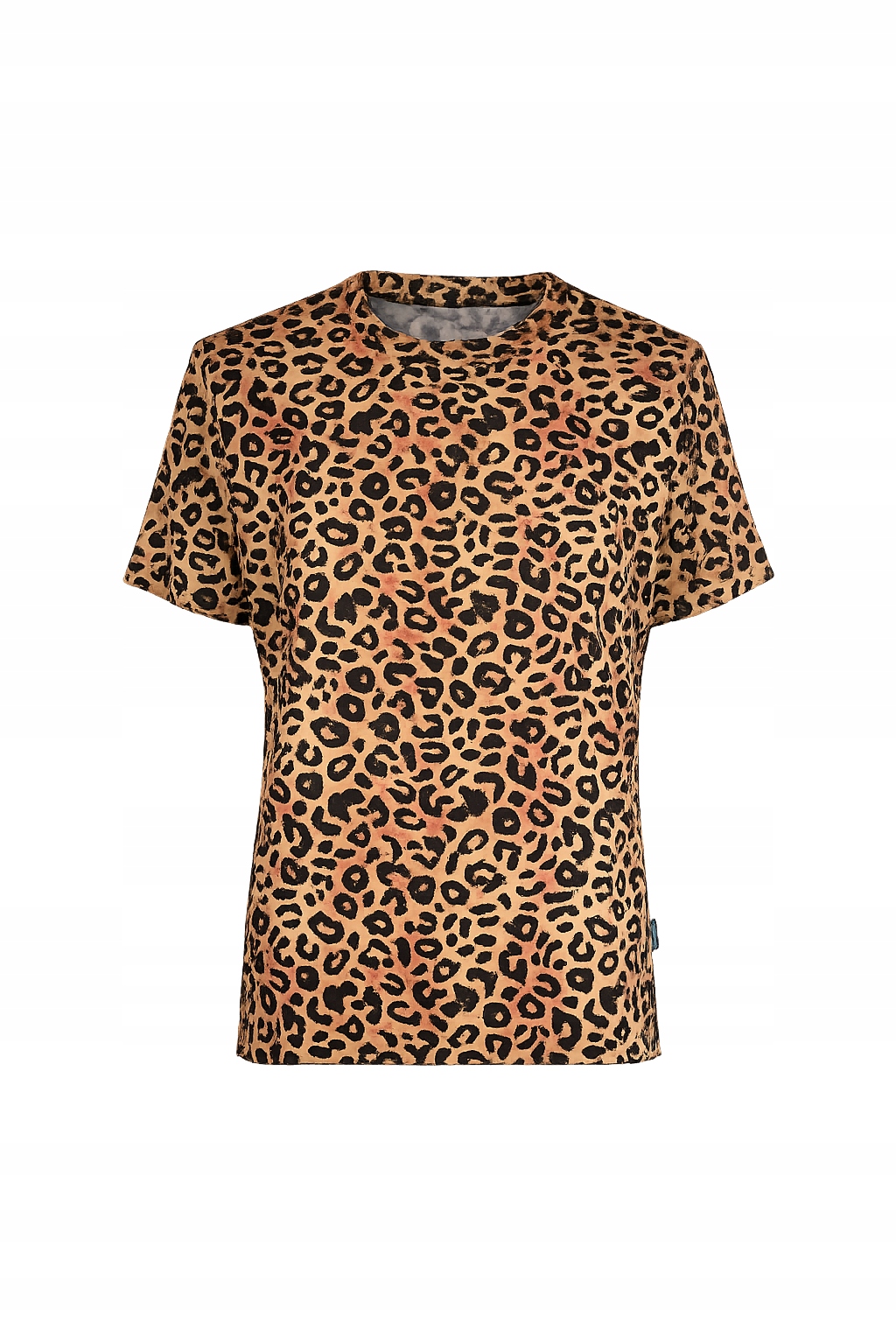 Stylowa damska koszulka t-shirt z wełny merino w panterkę lekka i L