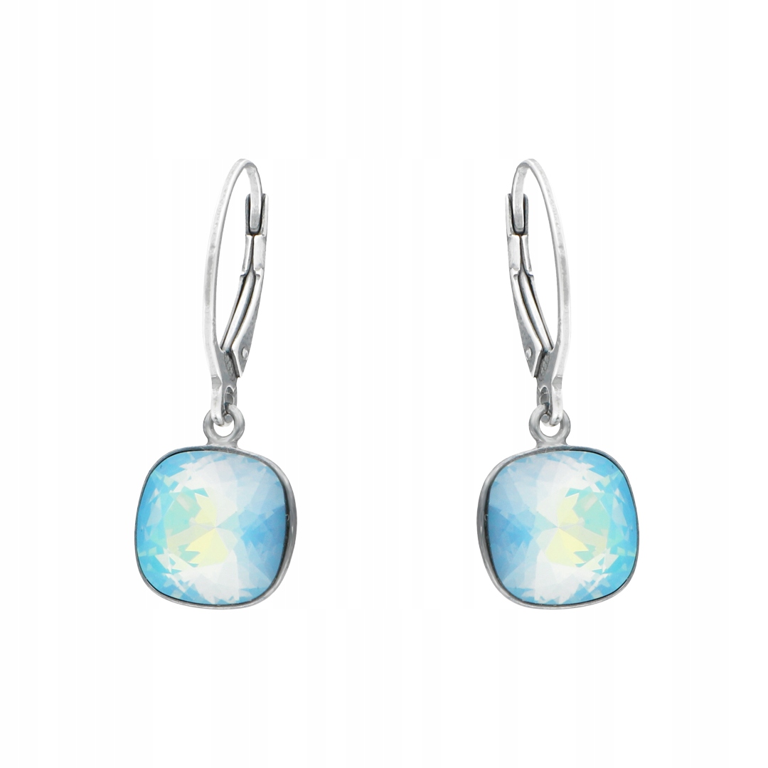 Náušnice čtverce s křišťálem Pacific Opal stříbro