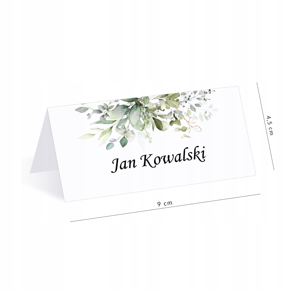 Winietki ślubne, liście eukaliptusa | 10szt. Kolor dominujący odcienie zieleni