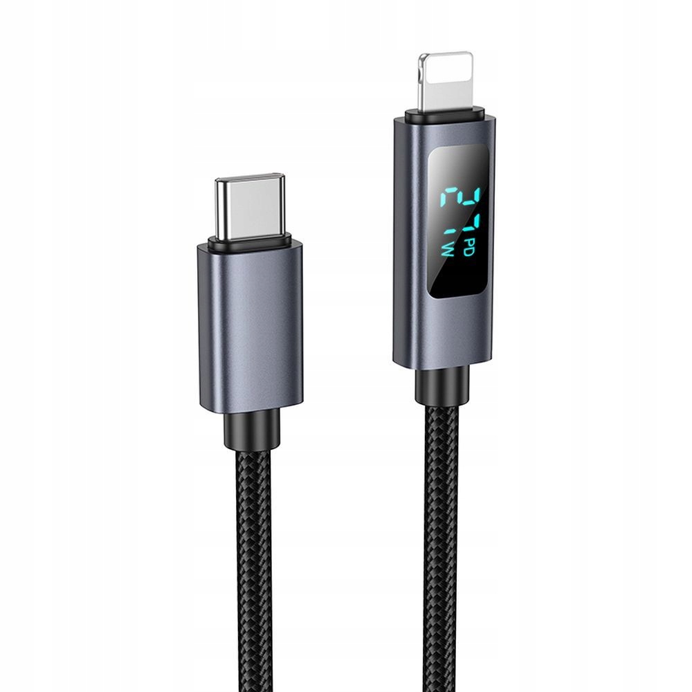 Kabel Usb C do Lightning Hoco Pd 27W z wyświetlaczem 1 m X112 czarny