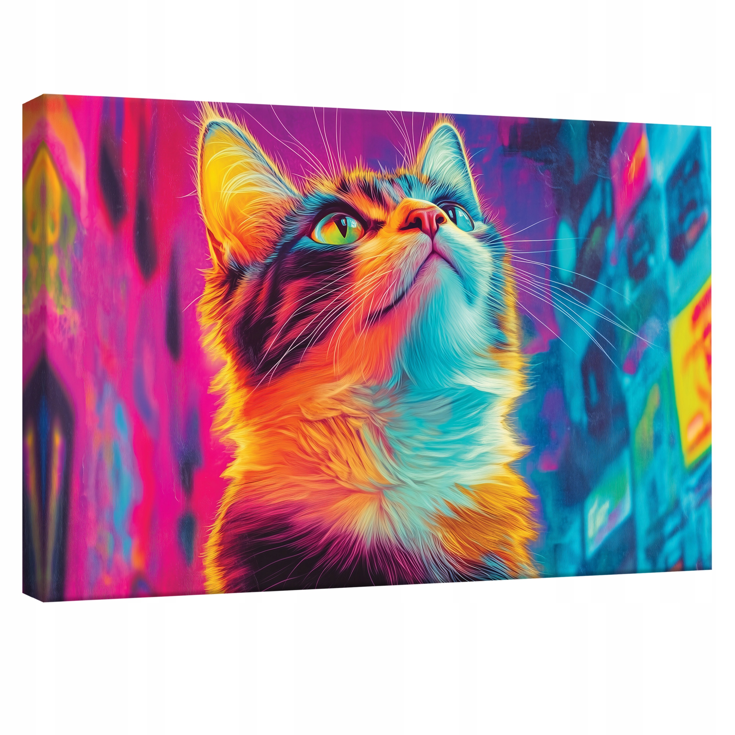Obraz 120x80 Kočka jasný neonový město pop-art moderní barevný