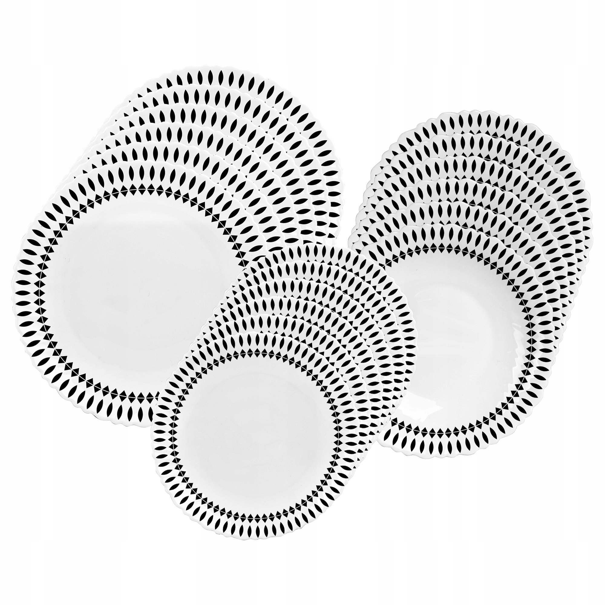 SERWIS OBIADOWY 18 ELEM DLA 6 OSÓB KPL TALERZY ZE ZDOBIENIEM W ŁEZKI SZKŁO