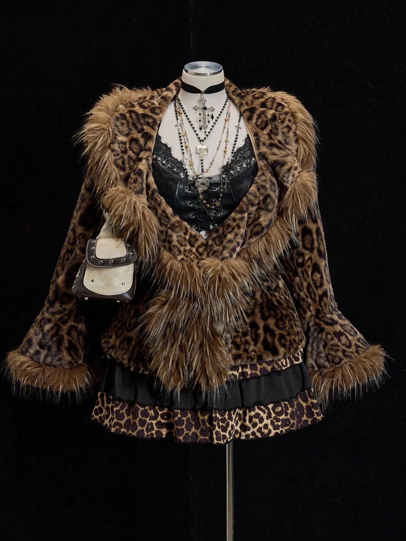 Kožešina Dámské Krátké Umělé S Leopardím Vzorem Elegantní Glamour Shein 3XL 46