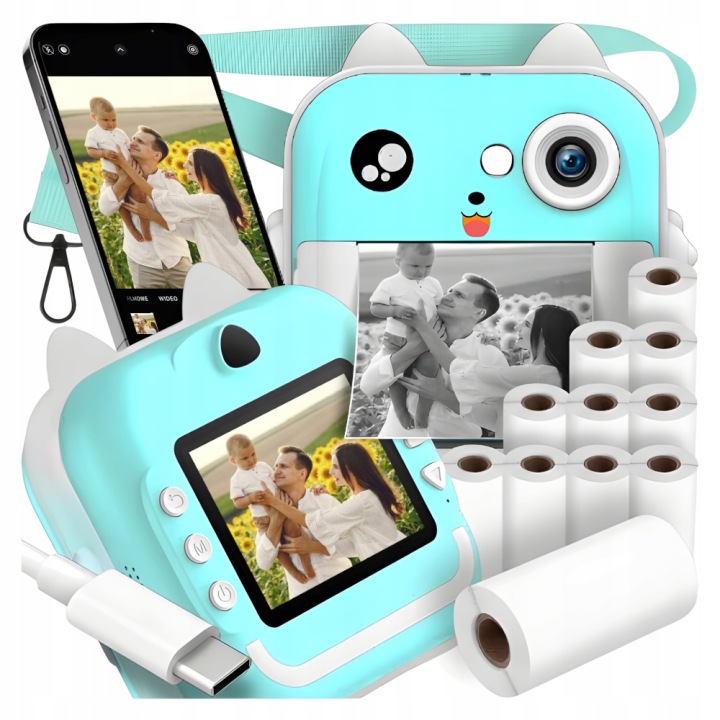 Mini drukarka termiczna Galaxia Drukuś 3.0 aparat natychmiastowy 2 rolki