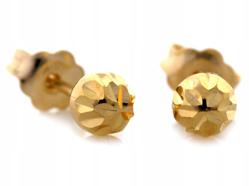 Diamantové zlaté náušnice 585 kuličky tyčinky ideální jako dárek 14k