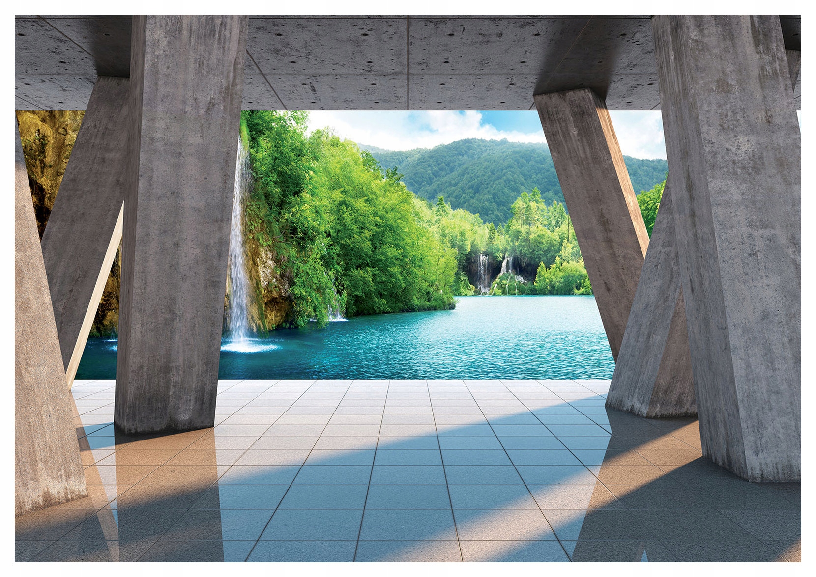 Vliesová fototapeta Betón a Tyrkys Príroda v minimalizme 416x290 lepidlo