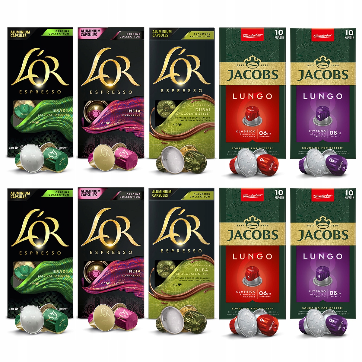 Kapsułki L'or Jacobs do Nespresso(r)* zestaw z Dubai Chocolate 9+1 Gratis!