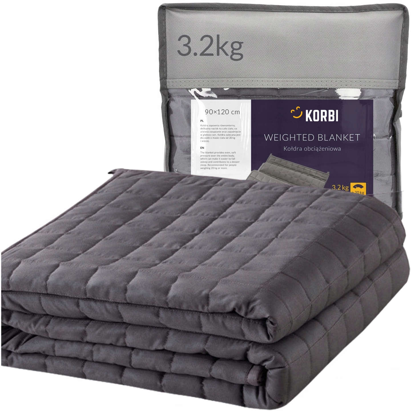 Kołdra Obciążeniowa Koc Sensoryczny Antystresowy Torba 90x120 3,2 kg