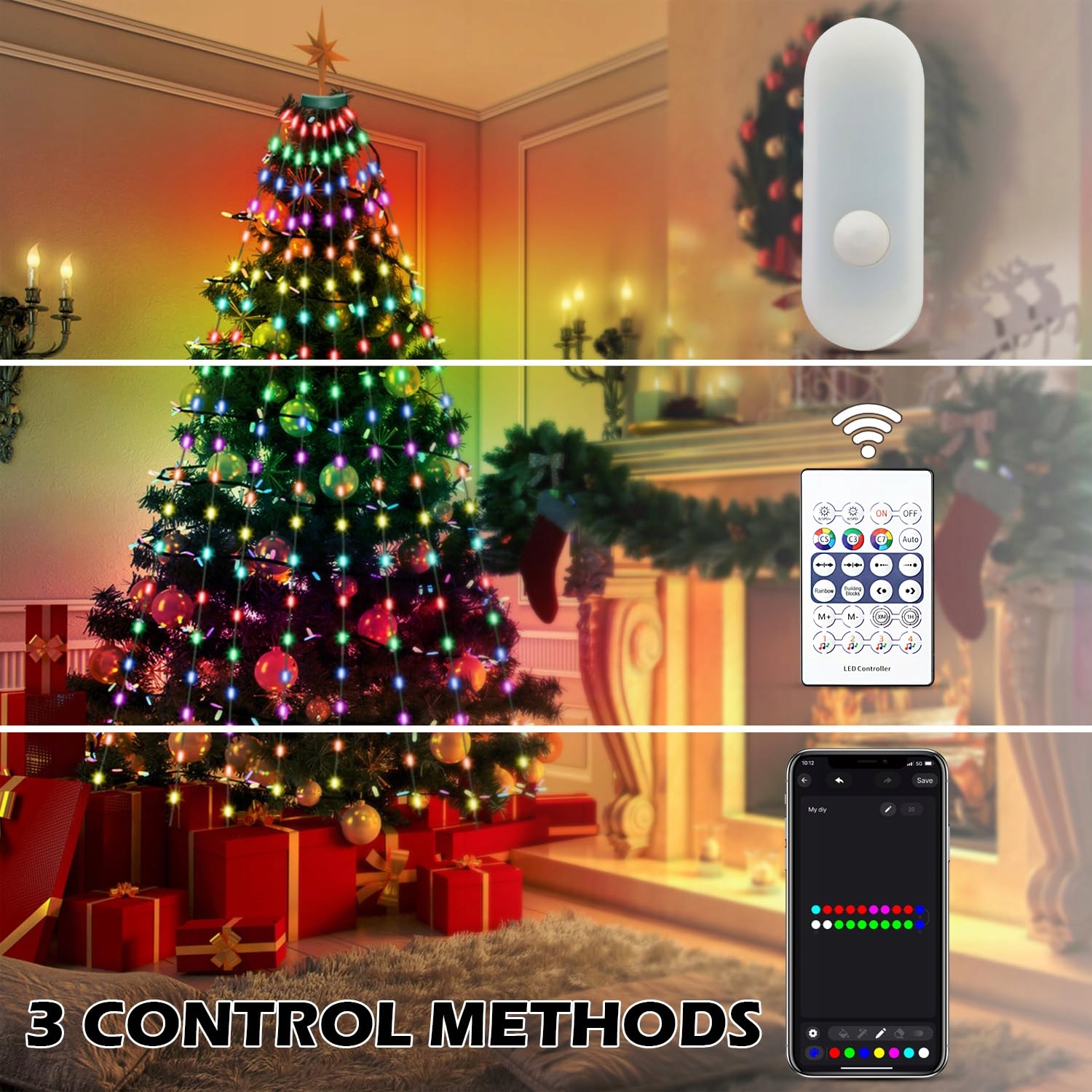AYAMAYA INTELIGENTNE LAMPKI ŚWIĄTECZNE KOLOROWE WODOODPORNE PILOT 160LED 2M — miniatura 5