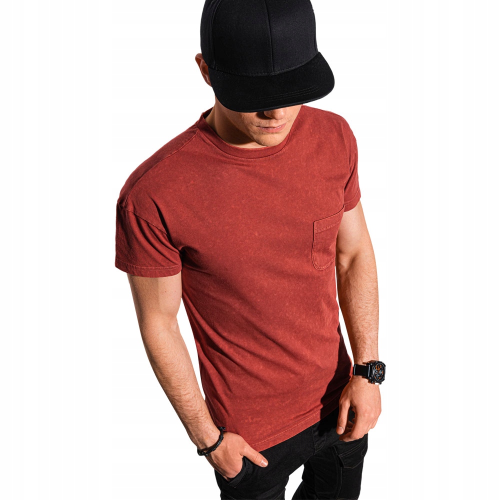 

T-shirt męski bawełniany basic S1375 ceglasty XL