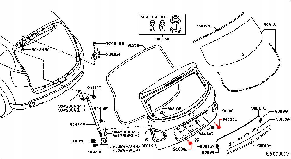 ŚRUBA KOŁEK SPINKA ZACZEP UCHWYT BLENDY NAKŁADKI KLAPY TYŁ NISSAN QASHQAI Typ samochodu 4x4/SUV Samochody osobowe