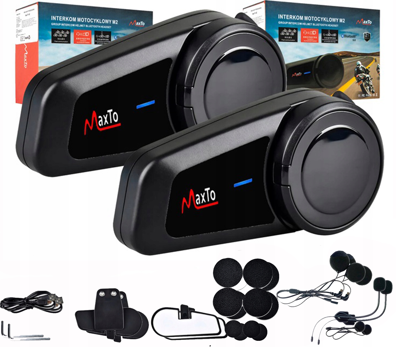 

Interkom Motocyklowy MaxTo M2 Konferencja 2 Kaski