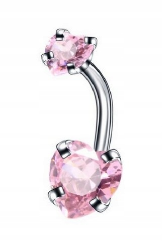 

Kolczyk do pępka Serca Kryształki Różowy 1,6/10