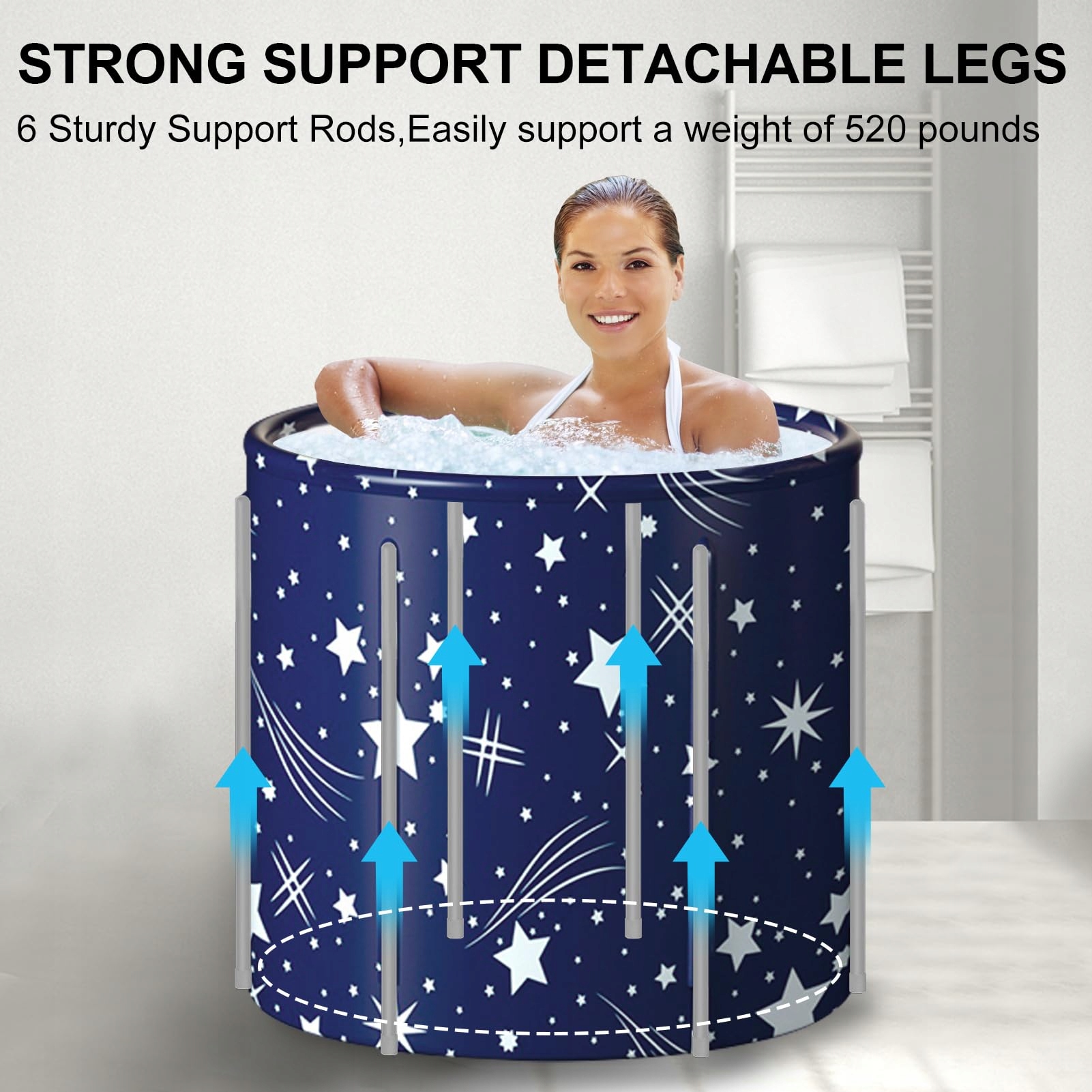 Przenośna WANNA SKŁADANA WANIENKA SKŁADANA PVC DOROSŁYCH 70x65CM SPA Kolor Odcienie niebieskiego