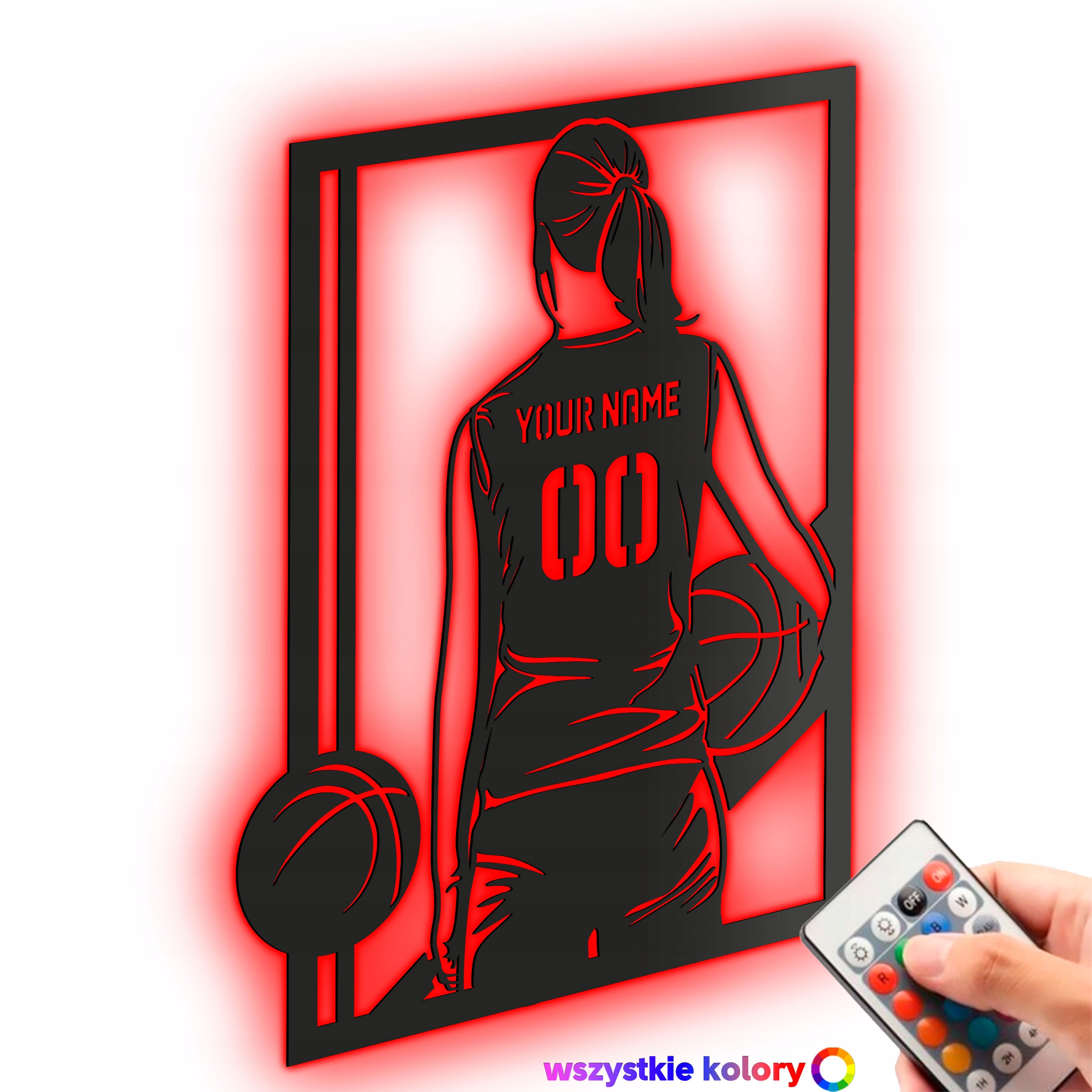 Basketbal s vaším jménem Dřevěný 3D obraz Dárek Noční Lampa Led