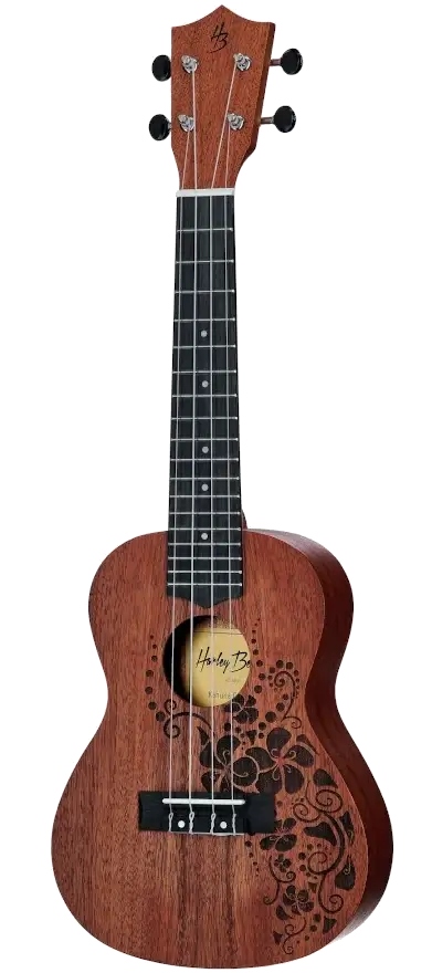 Harley Benton Kahuna-C Flower Ukulele koncertowe 18 progów, lity mahoń