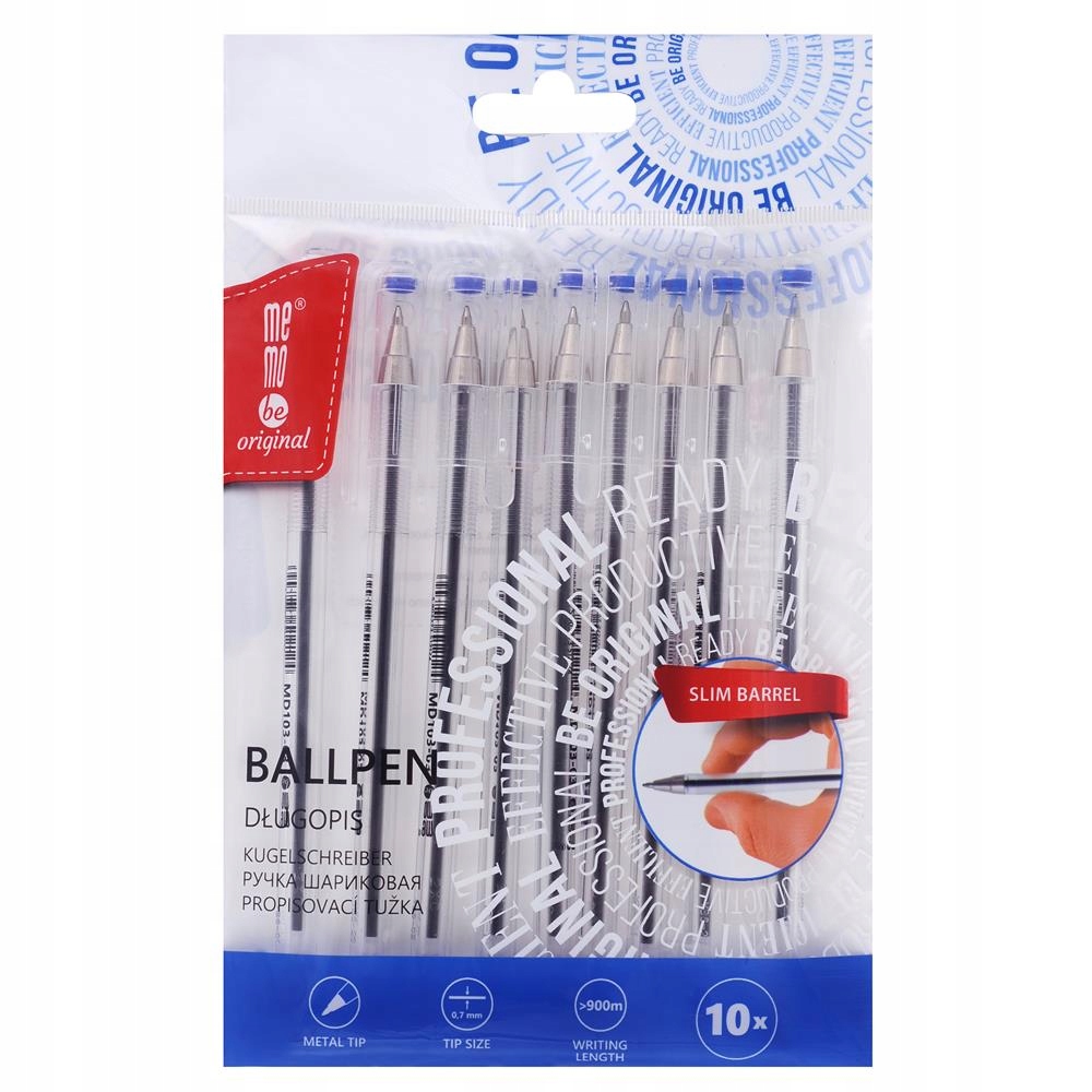 

Długopis biurowy 0,7 mm MemoBe niebieski 10 szt.