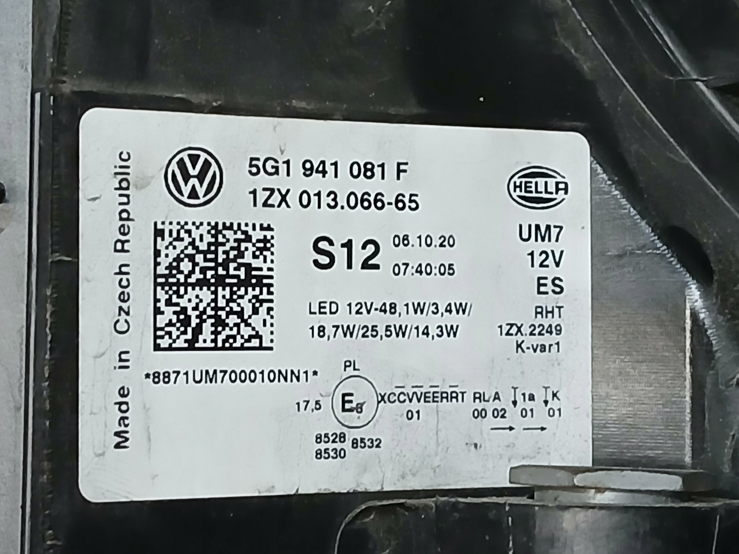 light front left VW GOLF VII 7 E GOLF GTE LIFT 17- FULL LED 5G1941081F