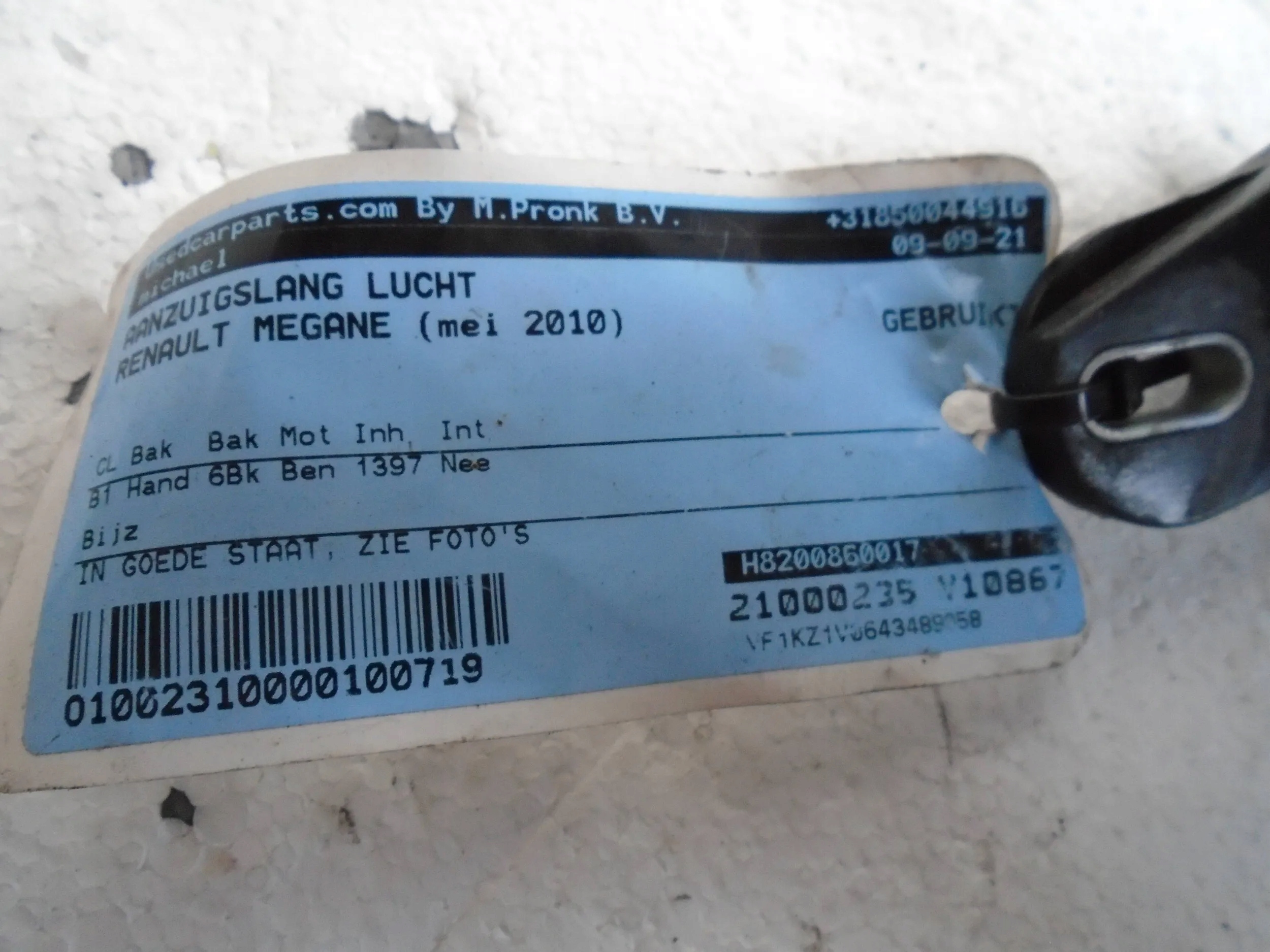 pipe hose air 8200860017 Renault Megane III
