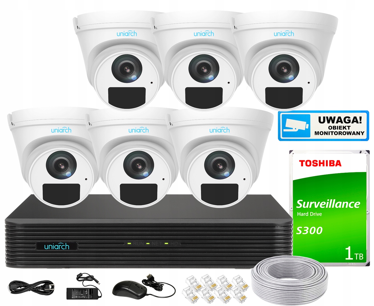 ZESTAW DO MONITORINGU 6 KAMER IP 5MPx PoE UNIARCH