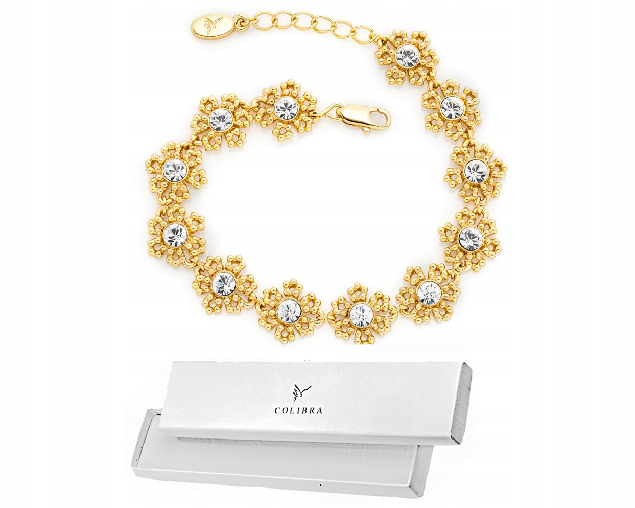 

Złota Bransoletka Z Kryształami Swarovski Colibra