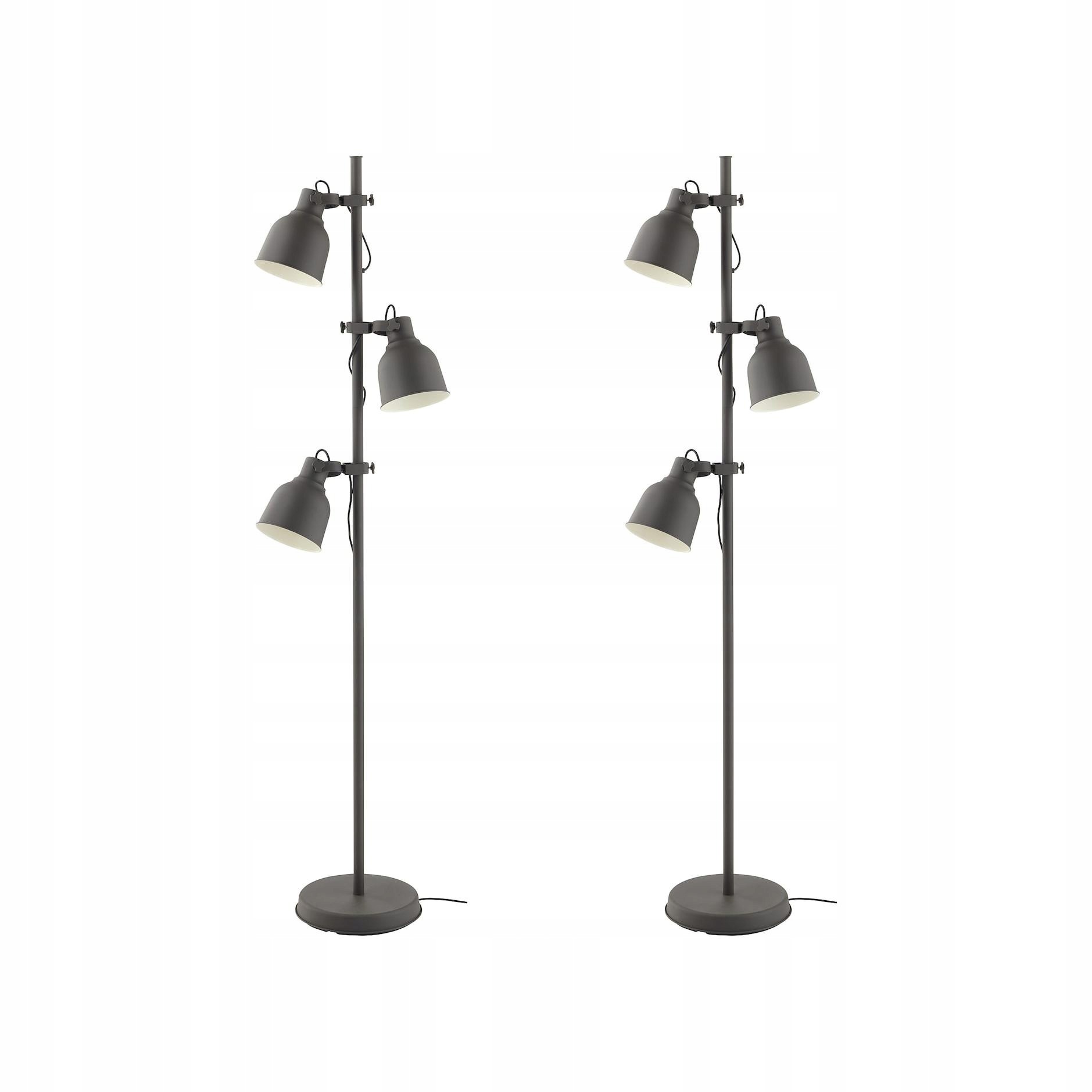 2 szt. Lampa podłogowa z 3 reflektorami ciemnoszara regulowana