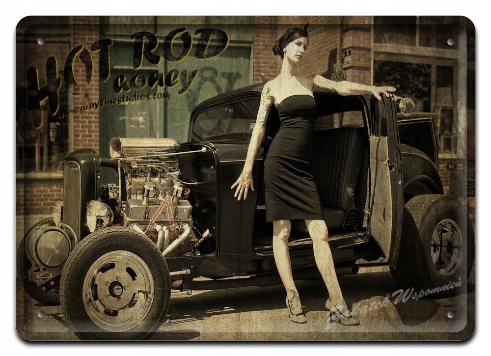 Hot Rod Metalowy Szyld Plakat Vintage Retro #03380