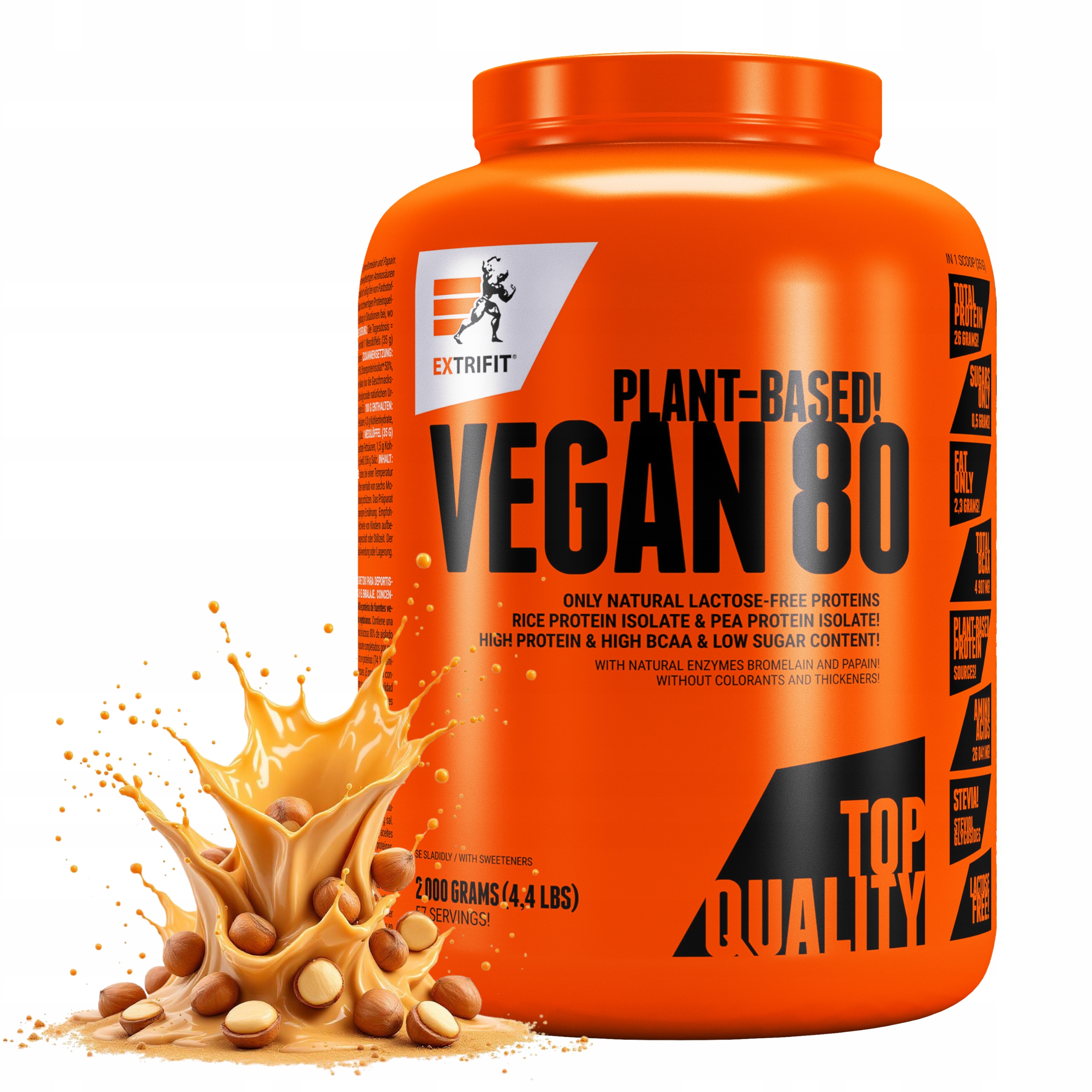 Veganské rostlinné bílkoviny Extrifit Vegan 80 2 kg Lískový Ořech Doplněk Stravy