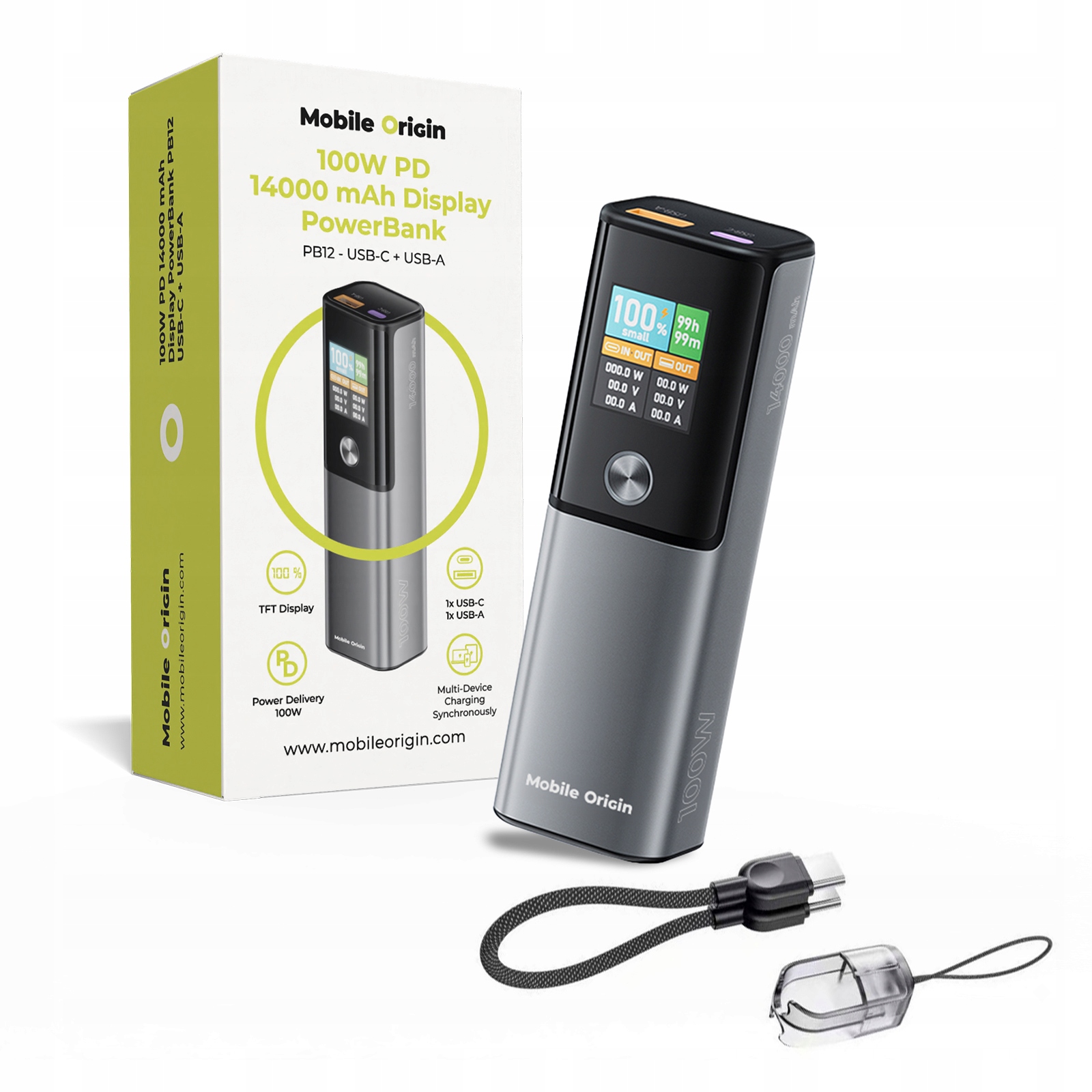 Powerbanka 14 000 mAh 100 W Mobile Origin pre telefón, notebook, výkonný, kompaktný
