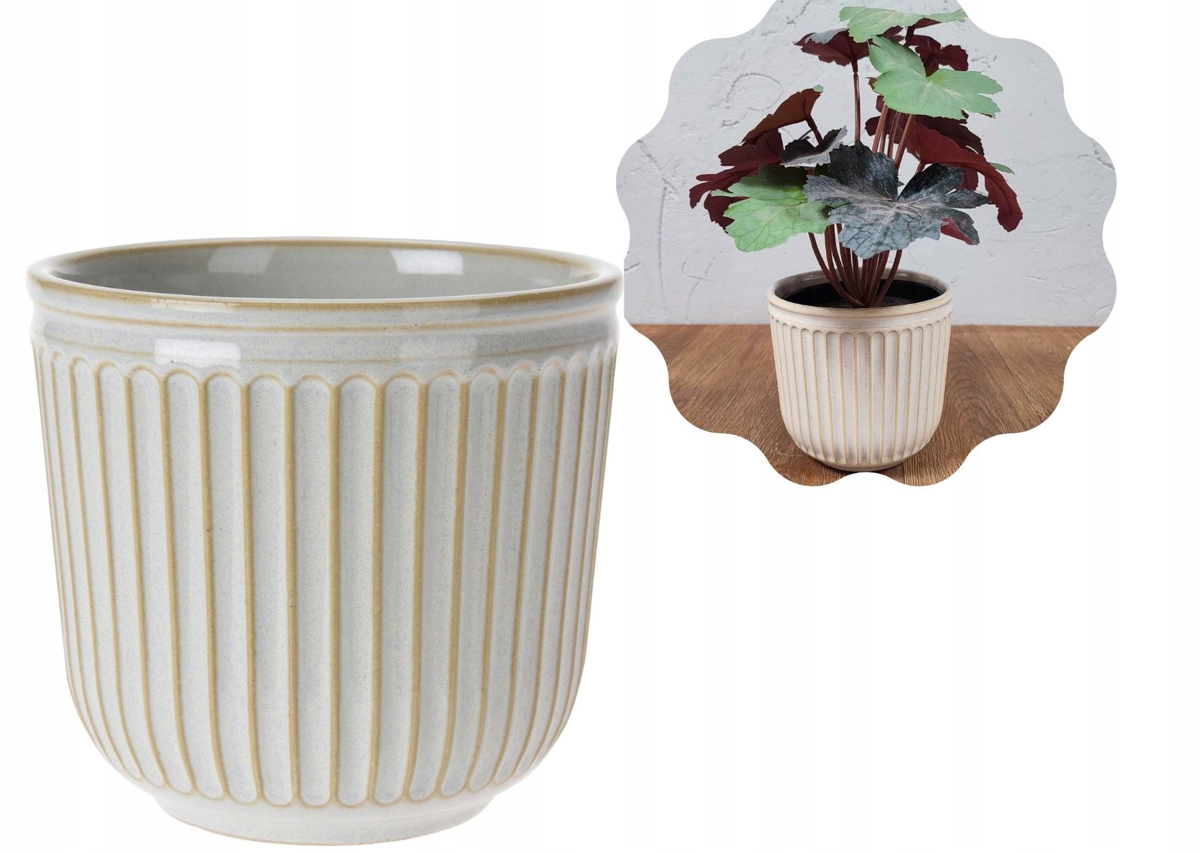 

Doniczka Ø13 beż połysk ceramiczna szkliwiona