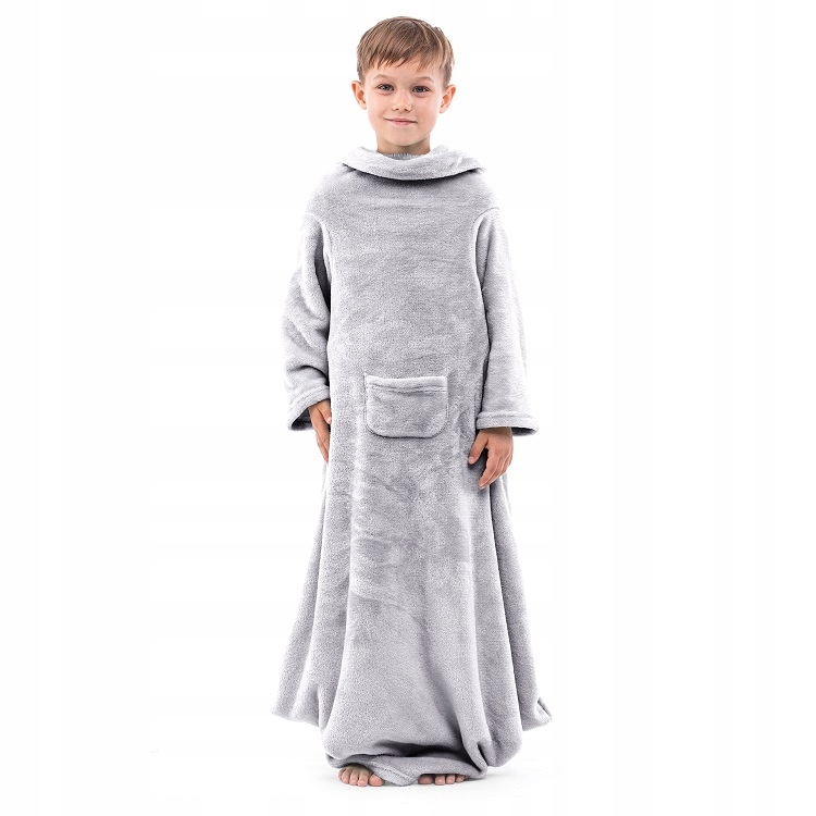 

Kocyk dziecięcy miękki ciepły z rękawami Stalowy