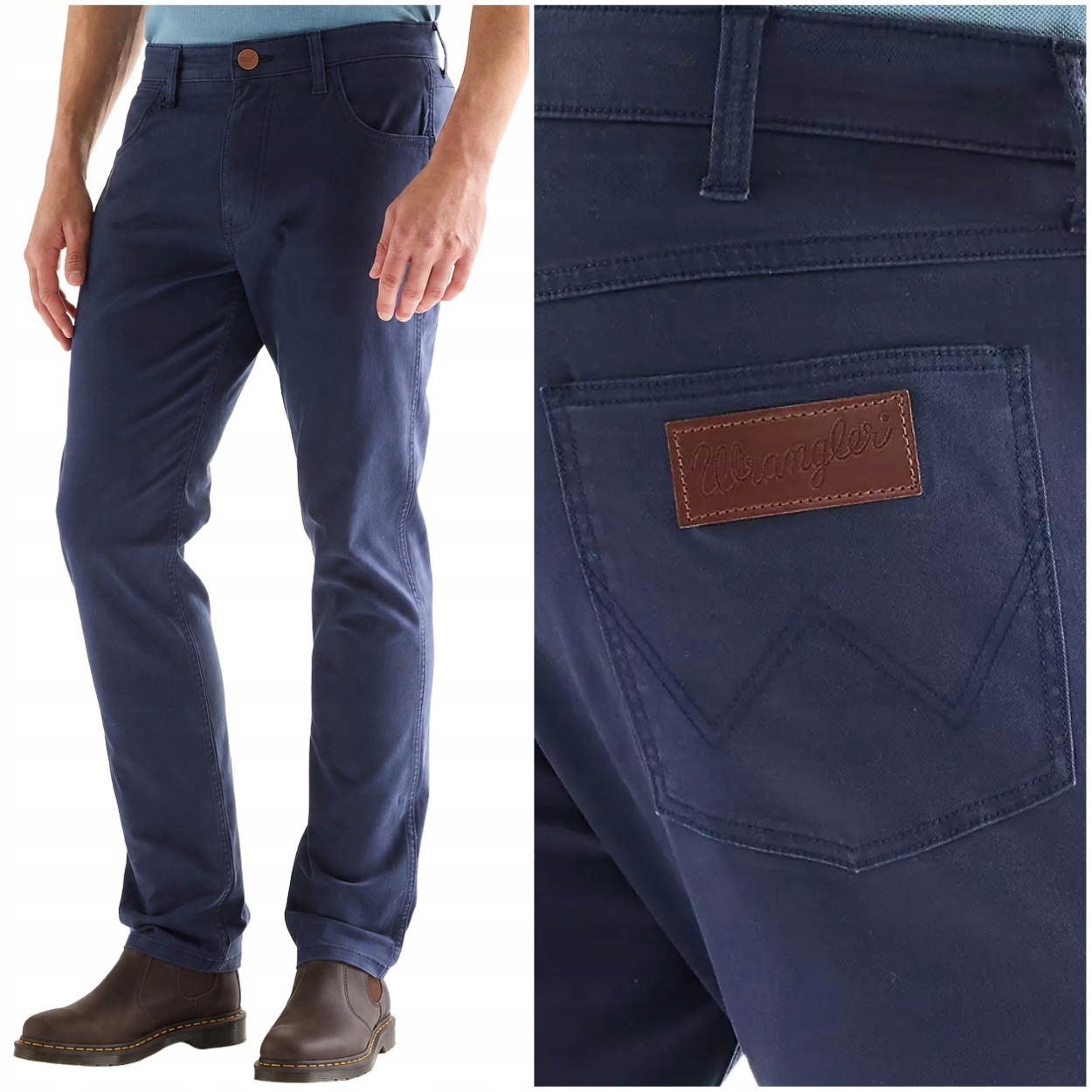Wrangler Greensboro modré bavlněné jednoduché látkové kalhoty W33 L32