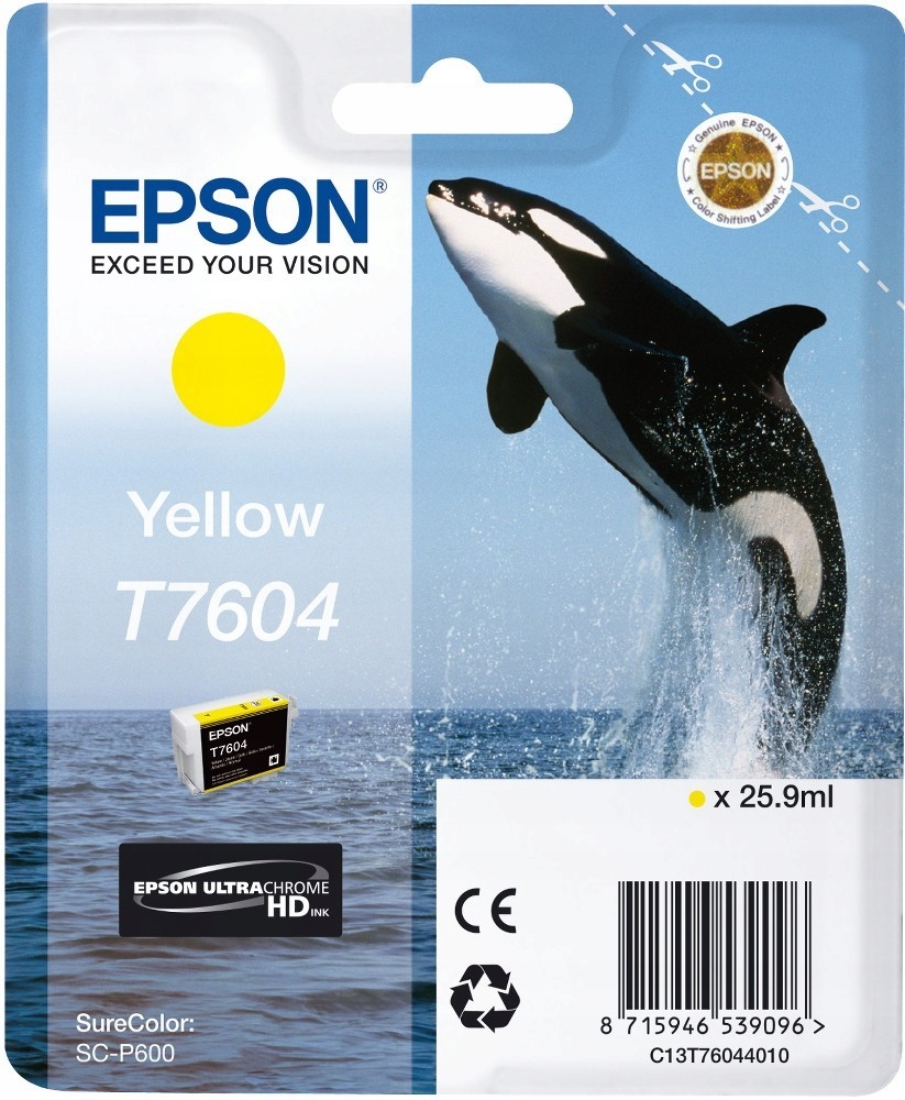 Tisk Epson SureColor Sc P600 žlutá T7604