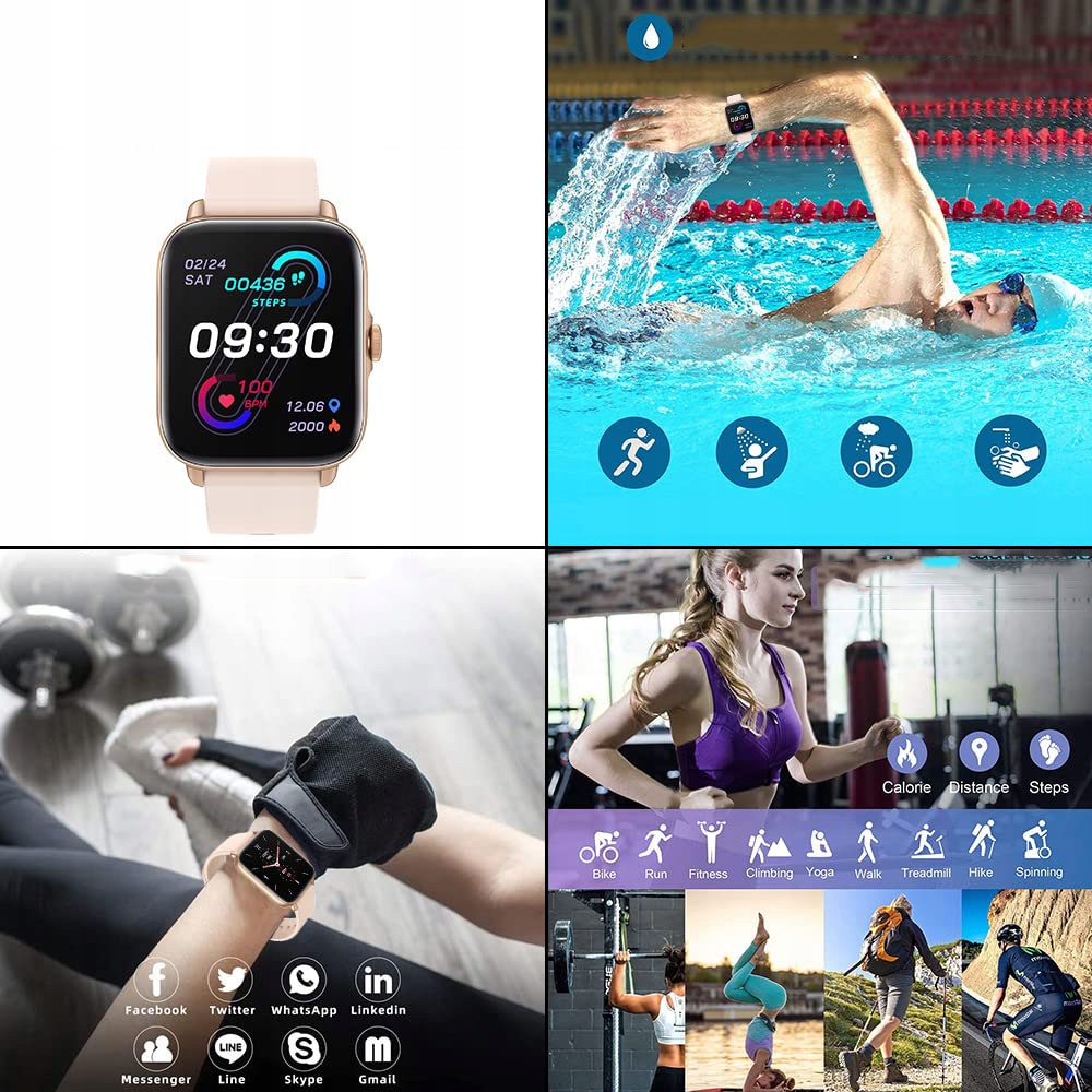 ZEGAREK SMARTWATCH 1.7" DAMSKI SMARTLOCZ Wodoszczelność tak