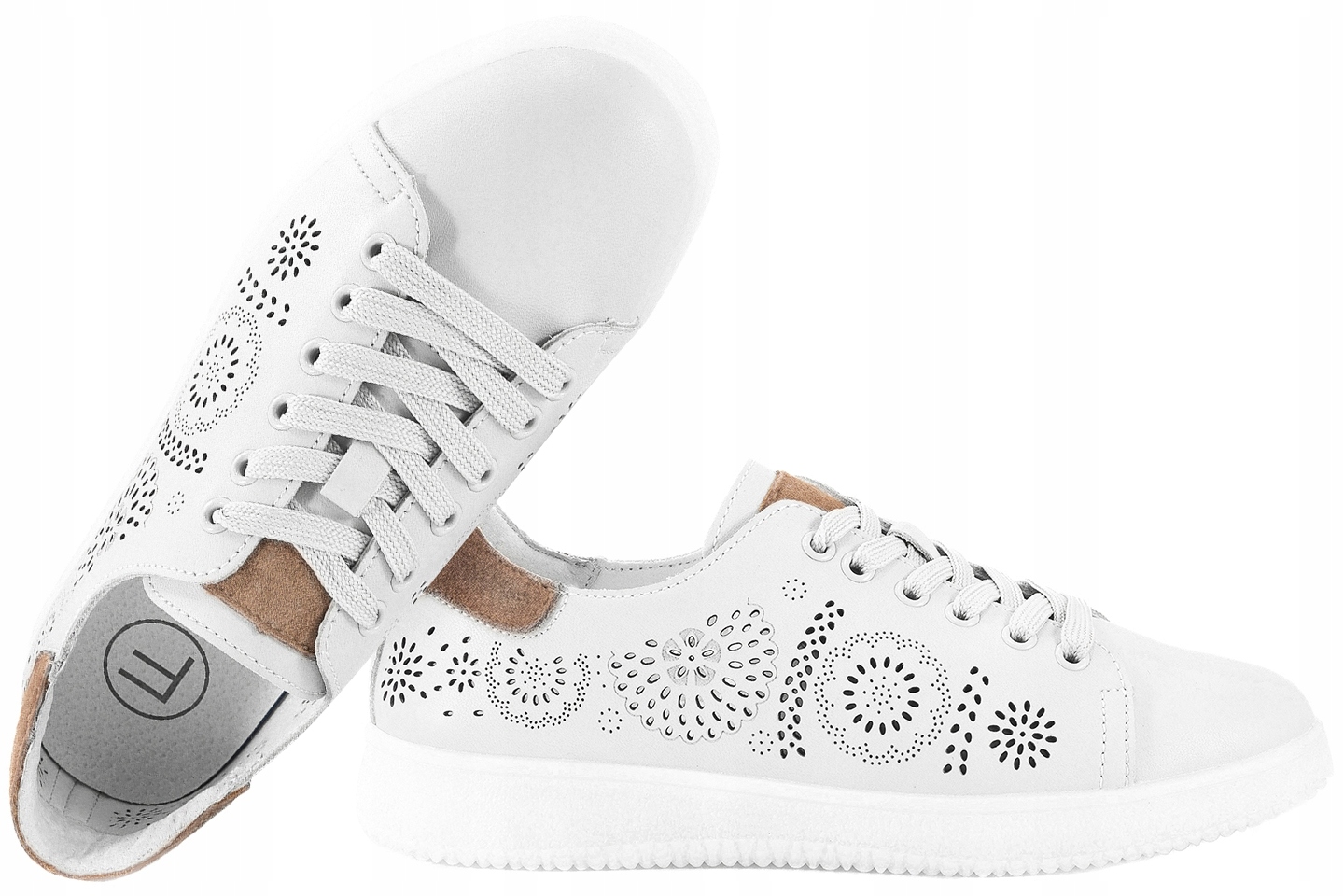 Filippo DP7681 Dámské Ažurové Polobotky Tenisky Kožené, bílé, bílá, 36