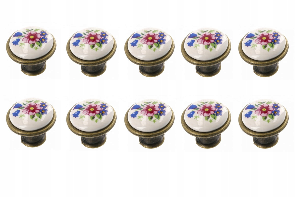 

Gałka meblowa porcelanowa retro różowy kwiatek x10